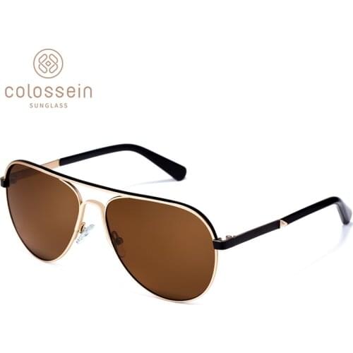 COLOSSEIN Pilot Sunglasses Men Vintage Classic Brown Driving Adult Sun Glasses Luxury Shades 2019 Fishing Fashion Eyewear UV400