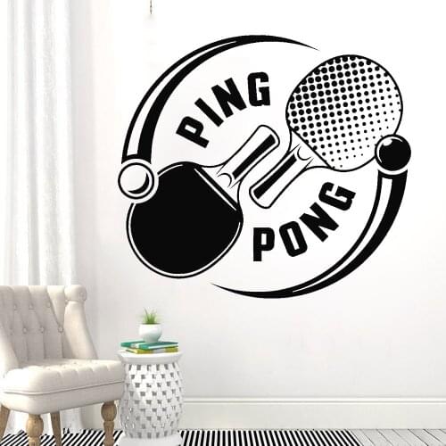 Sport Wall Stickers Table Tennis Games Ping Pong Sports Table Tennis Wall Stickers Decor Vinyl Removable FM-190