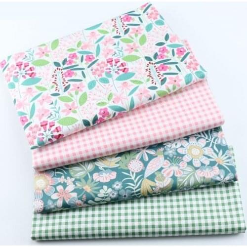 Plaid Cotton Sewing Fabric Floral Cloth Diy Handmade Patchwork 4-piece Cloth Factory Outlet