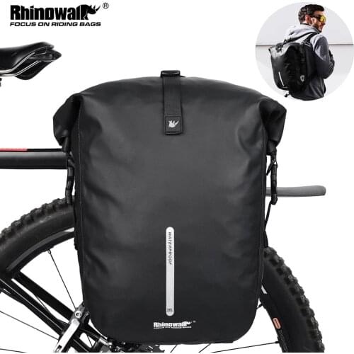Rhinowalk Bicycle Bag&Pannier Waterproof Bike Bag 20L Multifunctional Rear Rack Pannier Bag Blue&Black Travel Cycling Bag