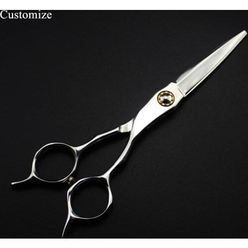 Customize logo japan steel 6 '' A type Bearing hair salon scissors makeup cutting barber Thinning shears hairdressing scissors