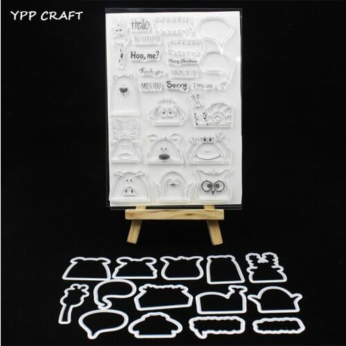 YPP CRAFT Hidden Animals Stamp And Metal Cutting Dies for DIY Scrapbooking/photo album Decorative Embossing DIY Paper Cards 353