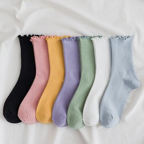Womens Socks Hot Socks Womens Fashion Color Solid Socks Cotton Socks Woman Girls Casual Yellow White Green Pink Purple Socks