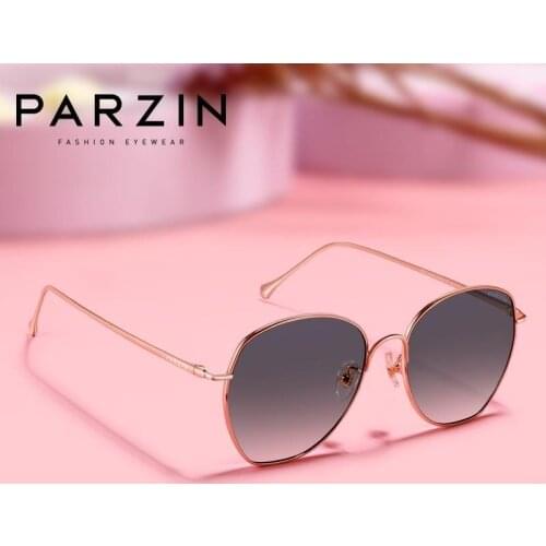 PARZIN Sunglasses Women Oversized Alloy Frame Sun Glassses For Ladies UV 400 Shades New 8253