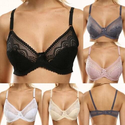 Womens Large Cup 44D Wire Bra Unlined Bra Full Cup Lace Bra Plus Size Big Women BCD Cup Lingerie Soutien Gorge Underwire Bra