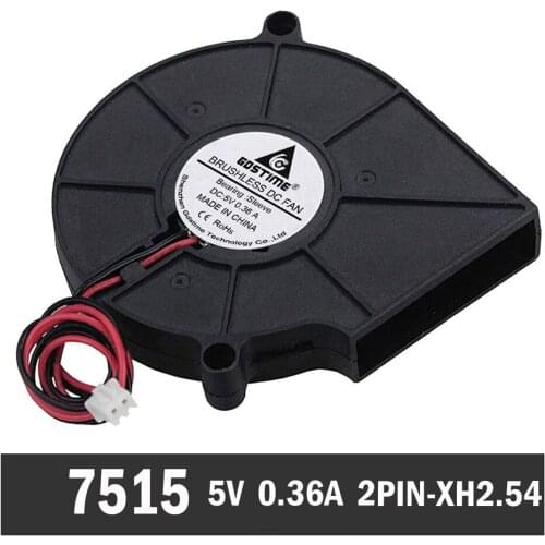 100Pcs Gdstime 7515 75mmx15mm 75mm DC 5V 0.36A Brushless Blower Cooling Fan Turbo Blower Cooler