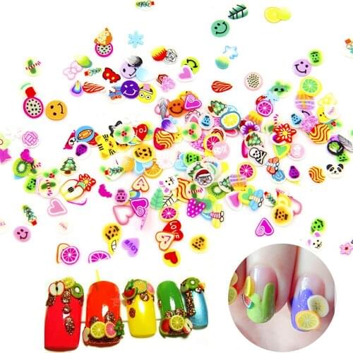 1000pcs/Pack Soft Clay Pottery Fruit Slices Filler For Nails Art Tips Slime Kids DIY Supplies Sprinkles Accessories Decoration