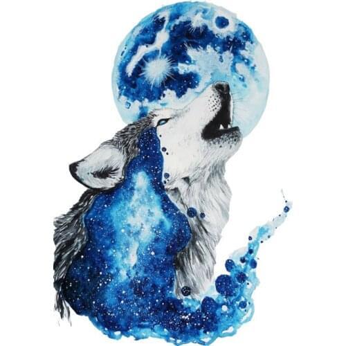 11.3CM*16.5CM Wolf Under The Moon PVC Motorcycle Car Sticker 11-00475