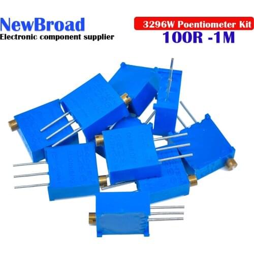 15valuesX1pcs=15pcs 100ohm-2Mohm 0.5w 3296 3296w Variable Resistors MultiTurn trimmer adjustable precision Potentiometer kit