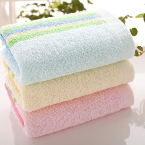 2pcs/set wholesale Color striped absorbent household face wash towels supermarket custom embroidered cotton gift towels 33*74cm