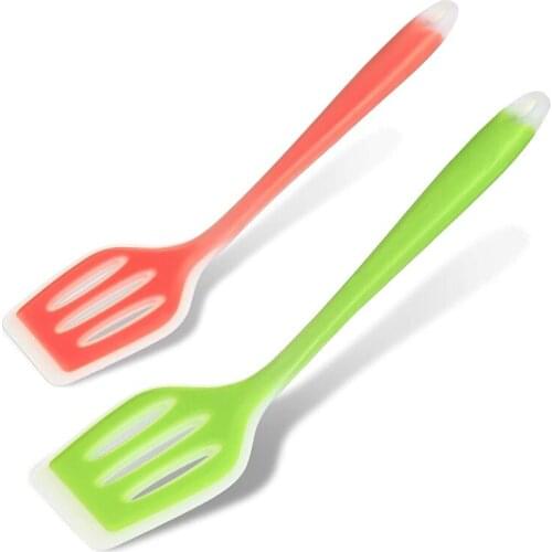 2 Pieces Silicone Turner Spatula,Slotted Spatula,Heat Resistant,Non-Stick,Kitchen Utensil for Fish,Eggs,Pancakes,12 Inch