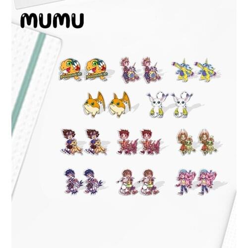 2020 New Digimon Adventure Stud Earring AGUMON Koromon Acrylic Earrings Handmade Epoxy Resin Jewelry Earrings