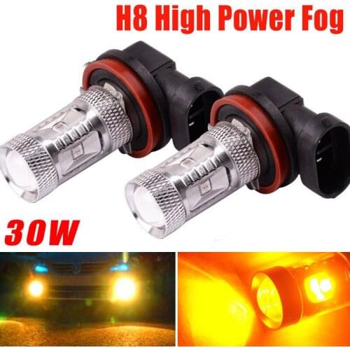 2x 3000K Amber Yellow 30W H8 H11 H9 H16JP LED Fog Bulb Driving DRL Light 12V Daytime Running Lamp