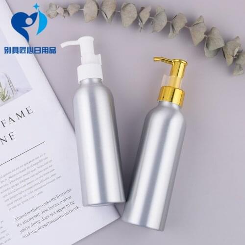 30ml-500ml Aluminum Bottle with Golden Oil Pump , Free Shipping Empty Refillable Bottle Cosmetic Containers (Safety Buckle)
