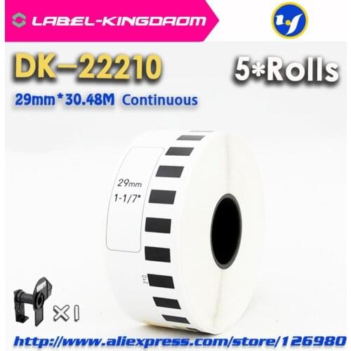 5 Refill Rolls Compatible DK-22210 Label 29mm*30.48M Continuous Compatible for Brother Label Printer White Paper DK22210 DK-2210