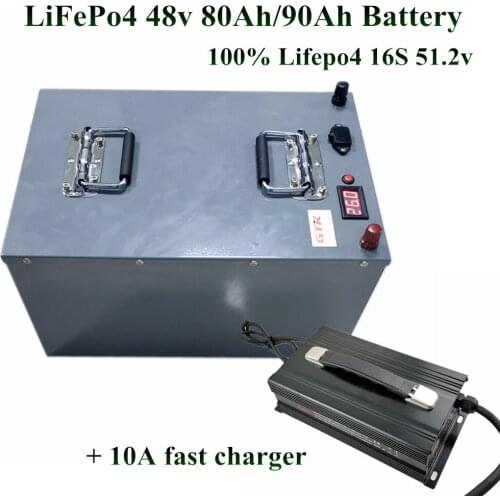 GTK LiFePo4 48V 80Ah 90Ah 52v 16S Battery pack For power bike boat inverter solar energy storage 24V 48v EV scooter +10A charger