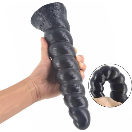FAAK Anal Dildo Black 25*5cm Huge Big Cock Long Anal Sex Toys For Women Sex Products Spiral Thick Dildo With Strong Suction Cup