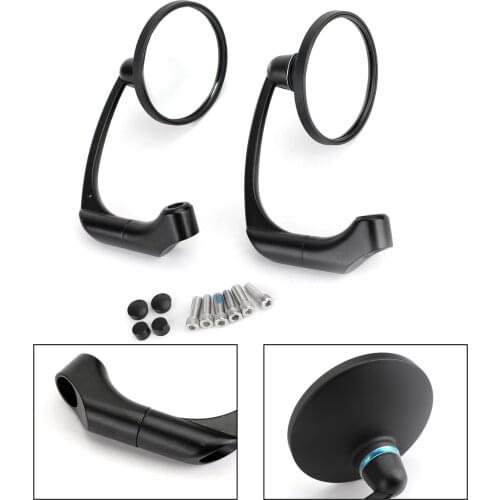 Artudatech Motorcycle L Bar Round Vintage Rear View Mirrors Cafe Racer Pair 8mm 10mm Universal