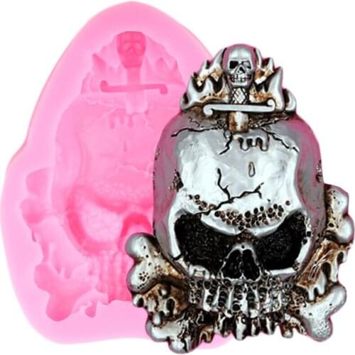 Skull Cross Silicone Molds Halloween Fondant Soap Resin Clay Mould Candy Chocolate Gumpaste Moulds Cake Decorating Tools