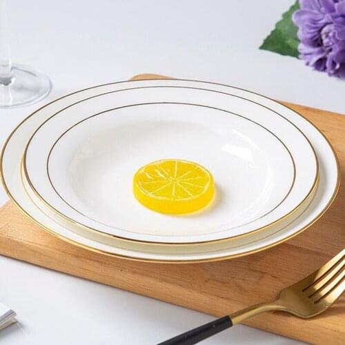 Pure White Soup Plates & Dish 8 inch Pasta Plate Straw Hat Plate Household 9 inch Food Plate Bone china Plate set for kitchen