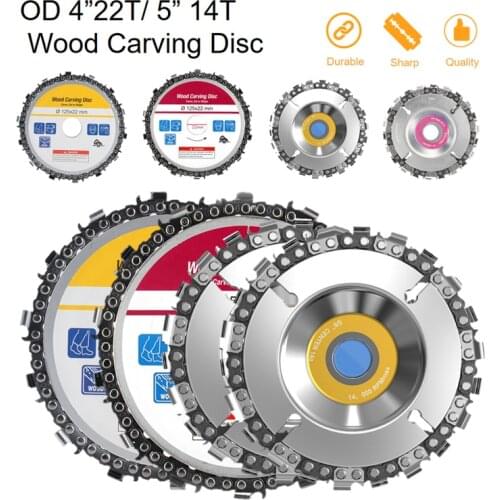 4 Inch 22T/5 Inch 14T Wood Carving Disc Angle Grinder Carving Chain Blade Shaping Saw