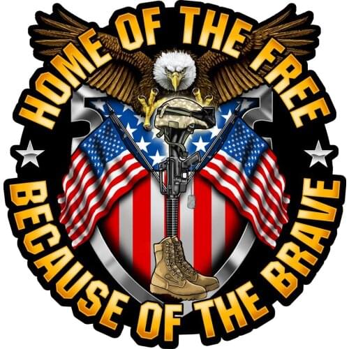 Skull Society Home of The Free, Because of The Brave - 7" Decal for Cars, Trucks, Motorcycles, Boats & Laptops
