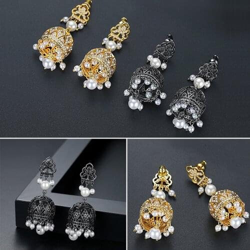 Tribal Indian Bollywood Drop Earrings Gypsy Fashion Jewelry Beads Tassel Bells Dangle Earrings for Bridal Women Party Gifts