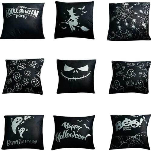 Halloween Pumpkin Pillow Case Night Luminous Ghost Cushion Cover Polyester Fiber Pillowcases Home Bar Party Decoration 18*18 In