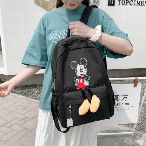 Disney Minnie Mouse Backpack Fashion Casual Women Backpack Canvas Travel School Bag For Teenage Girls Shoulder Bag Mochilas