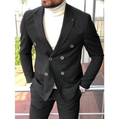 Custom Made Mens Suit 2020 Wedding Tuxedos Formal Stripe Best Man Suits Groom Wear Tuxedos 3 Pieces Suits (Jacket+Pants+vest)