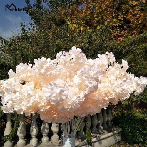Meldel Artificial Silk Cherry Blossom Branch Wedding Decoration Simulation Sakura Flowers Home DIY Decor Valentines Day Flowers