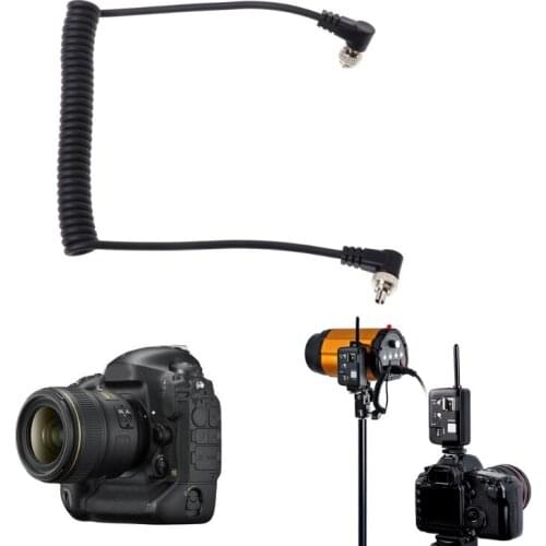 OOTDTY M-M PC Sync Cord Male To Male Flash Spring Cable With Screw Lock For CANON NIKON