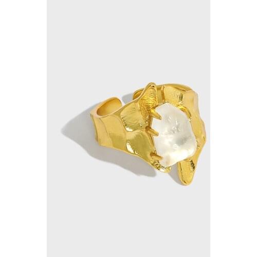 Korean INS niche design temperament Joker micro-inlaid crystal wide staggered S925 sterling silver ring