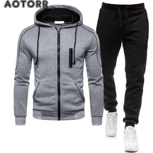 Brand Tracksuit Men 2 Pieces Sets Hoodie Zipper Cardigan+pants Man Sportswear Joggers Suit Gym Fitness Clothing Male Autumn