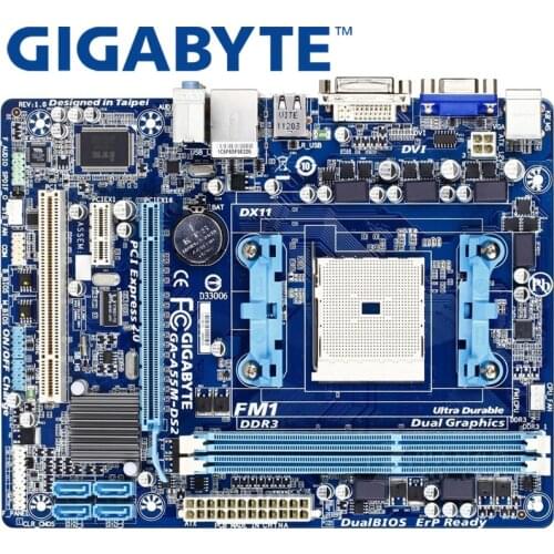 GIGABYTE GA-A55M-DS2 Desktop Motherboard A55 Socket FM1 For AMD A-series E2-serie DDR3 32GB Original A55M-DS2 Used