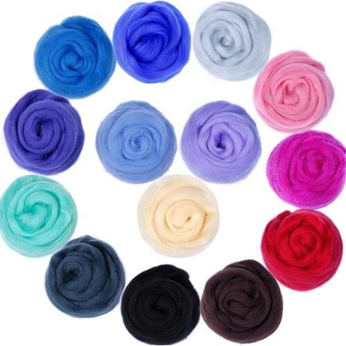 MIUSIE 14 Colors Wool Fibre Roving Wool Felting Wool Soft for Needle Felting and Handcraft DIY Doll Suitable for Women Beginner
