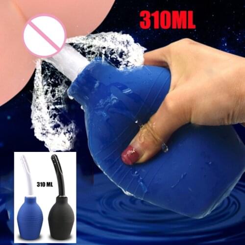 Soft Silicone Anal Enema Douche Large Capacity Enema Bulb Syringe Anus Vaginal Cleaner Head Nozzle Tip Butt Plug Anal Sex Toys