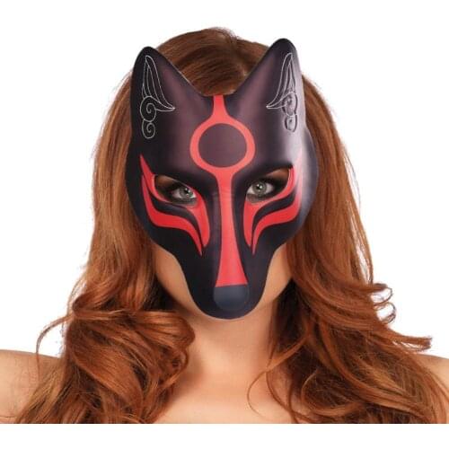 Halloween Japanese-style Fox Face Cover Japanese Anime Fox Headgear Cosplay Costume Prop For Men Women Fancy Dress Party