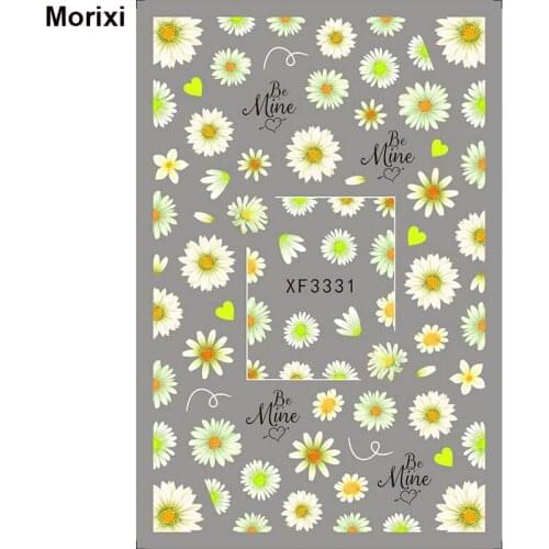 Spring summer flowers nail sticker small daisy sun flowers leaves cactus thin foils manicure accessories nail decals XF001