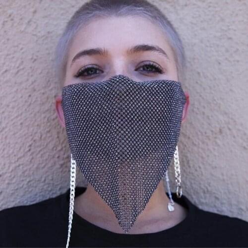 2020 NEW Bling Rhinestone Decoration Mask Jewlery for Women Personality Adjustable Chain Hollow Night Club Party Mask Masquera