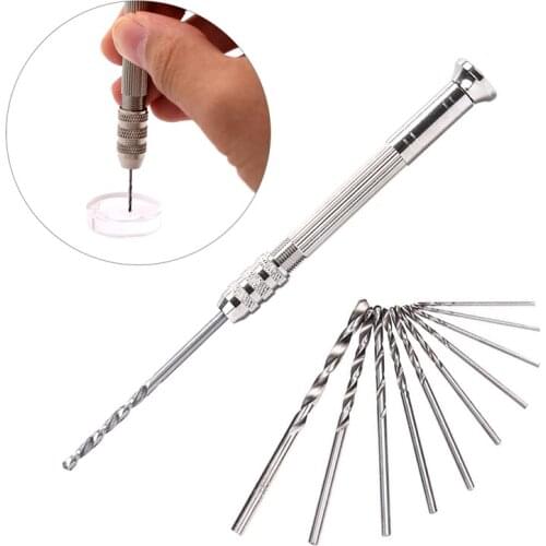 New Metal Hand Drill Equipments Uv Resin Mold Tools And Handmade Jewelry Tool With 0.8mm-3.0mm Drill Screw (10pcs Twist Drill)