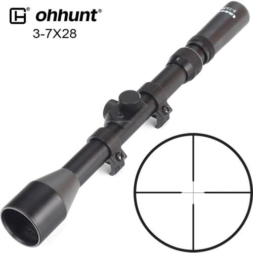 Ohhunt 3-7X28 Hunting Shooting Riflescopes Fine Duplex Reticle Tactical Optical Sight Air Scope with 11mm Dovetail Rings