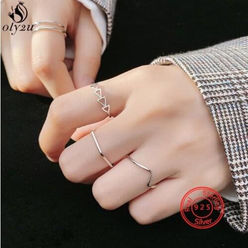 Personality 925 Sterling Silver Geometric Rings for Women Wedding Jewelry S925 Vintage Adjustable Knuckle Ring Accessories