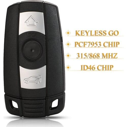 Kutery 3 Buttons Keyless-Go Remote Smart Key 315Mhz/868Mhz ID46 Chip PCF7953 For BMW 3/5 Series CAS3 X5 X6 Z4