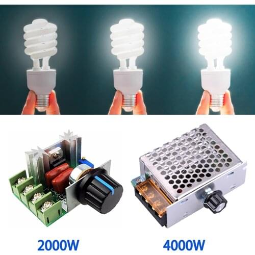 AC 220V 2000W/4000W Voltage Regulator Motor Speed Controller Brushless Electronic Thyristor Temperature Control Switch Dimmer