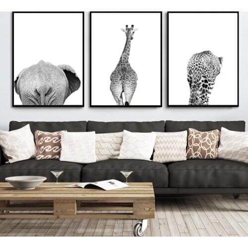 Safari Baby Animals Canvas Poster Nursery Wall Art Print Modern Animal Painting Nordic Kid Bedroom Decoration Picture