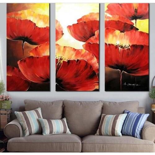 Handmade Modern Abstract Decorative Red Flower Picture Oil Painting On Canvas Wall Art For Living Room As Unique Gift