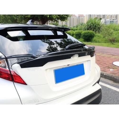 Carbon fiber Black ABS Rear Trunk Spoiler Wing Trim Cover For Toyota CHR C-HR 2018-2020