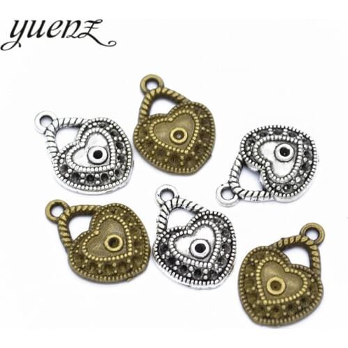 YuenZ 15pcs Antique silver color Heart-shaped Charms Pendant Beads DIY Jewelry Making Necklace Earrings Accessories 19*14mm A109