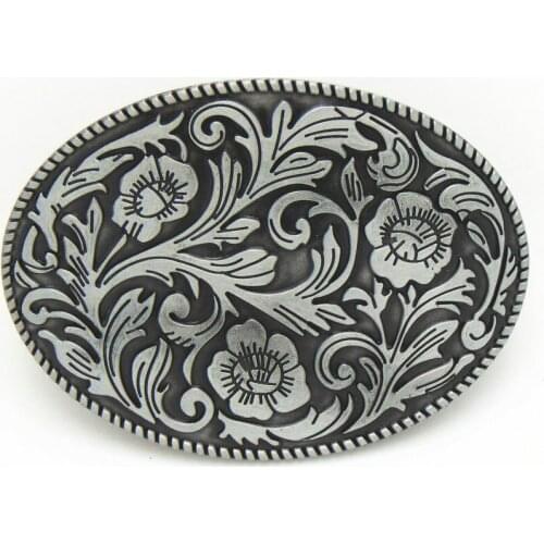 Western cowboy retro flower belt buckle zinc alloy belt accessories unisex